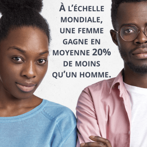 À l’échelle mondiale, une femme gagne en moyenne 20% en rémunération de moins qu’un homme.
